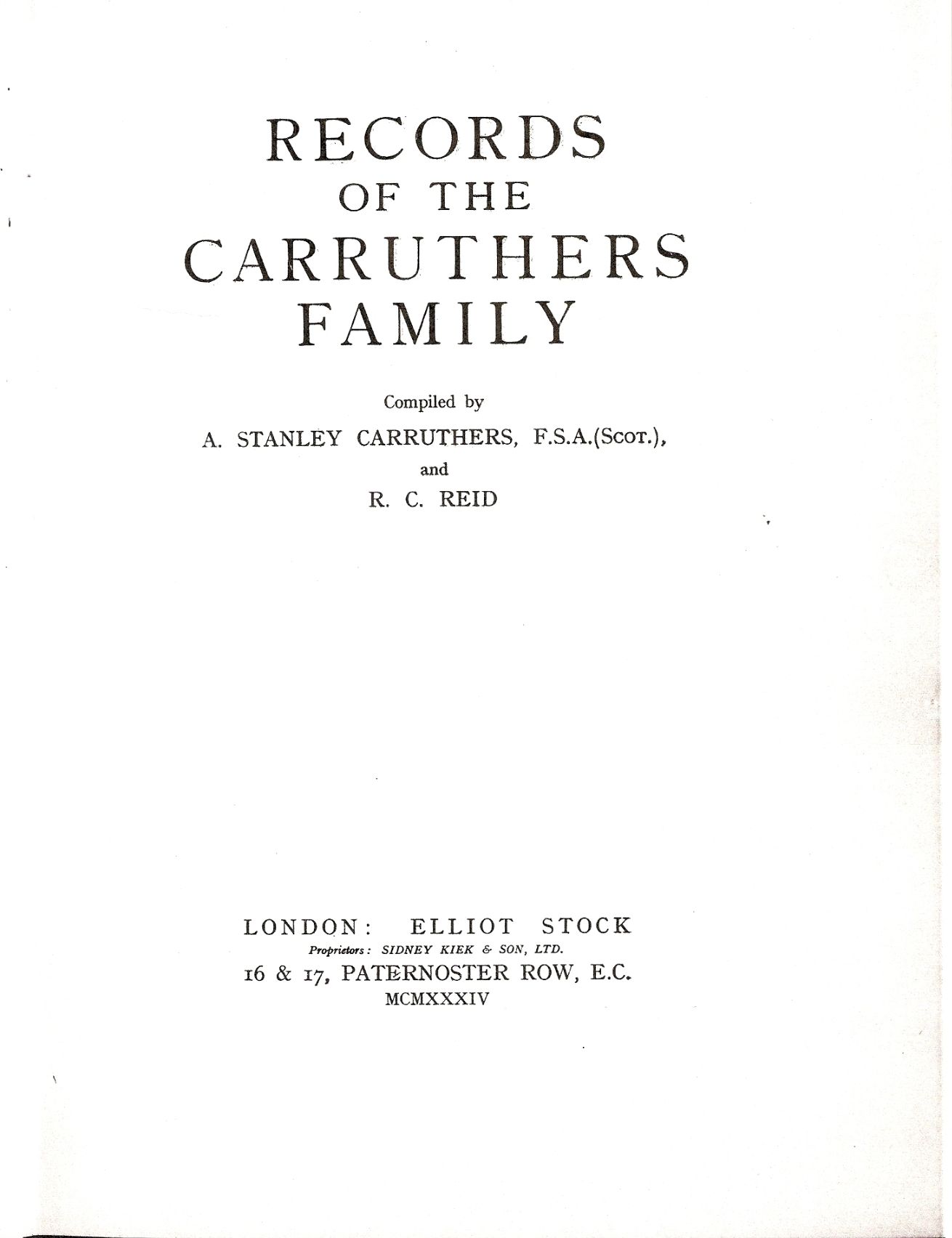 Records of the Carruthers Family